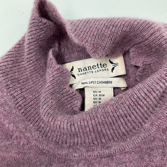 Nanette Lepore Womens Purple Cashmere Ruffle Sweater Size M preppy classic soft - Picture 3 of 10